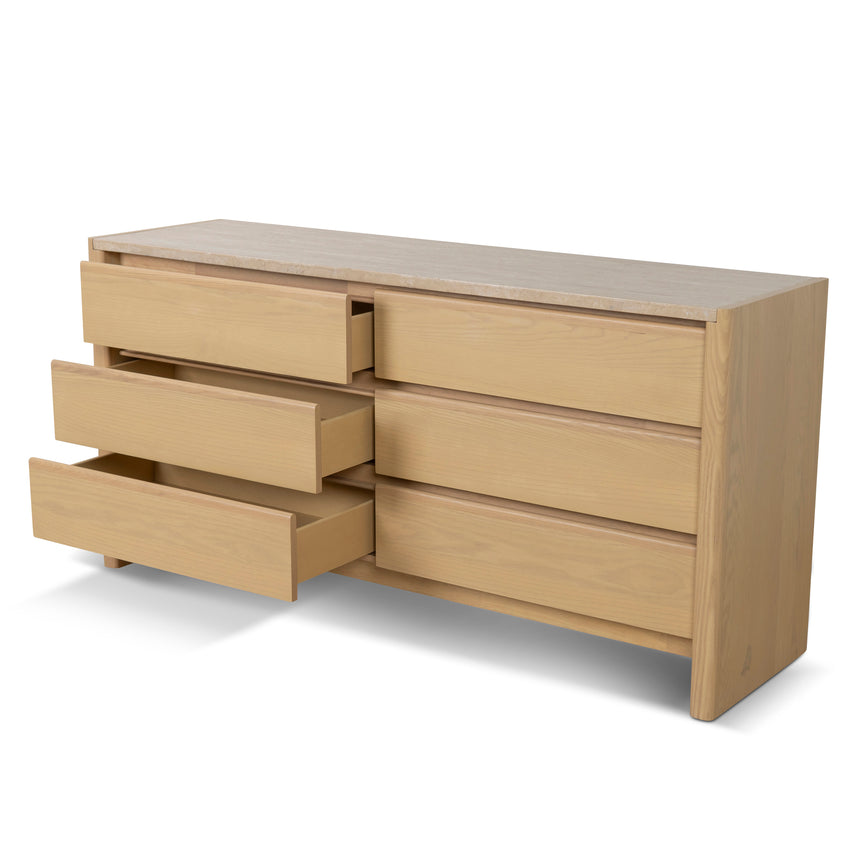 160m Travertine Chest of Drawers - Creme Ash - View 7