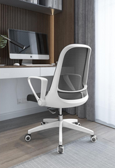COC6190-LF Black Office Chair - White Arm and Base