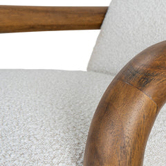 CLC10145-MY Off White Boucle Armchair - Walnut