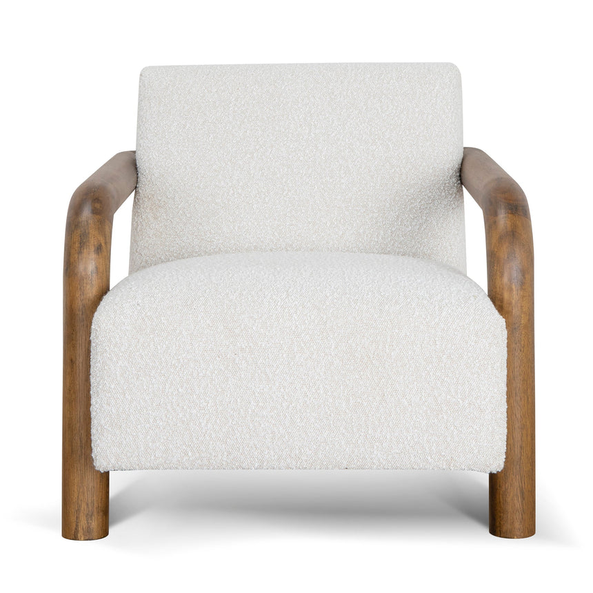 Off White Boucle Armchair - Walnut - View 2
