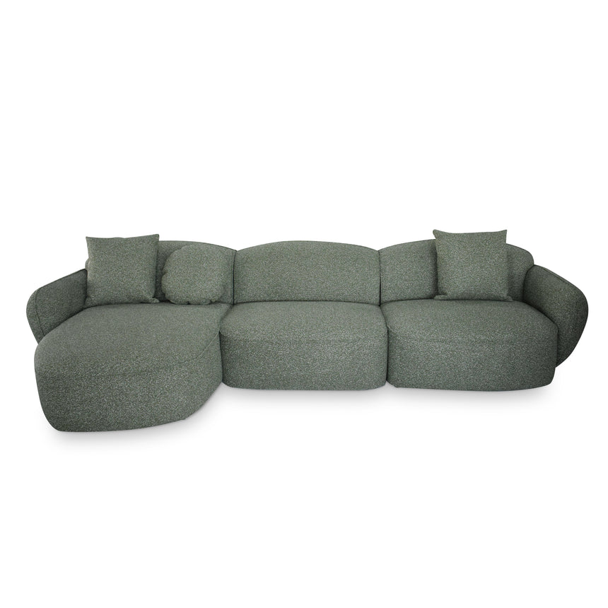 3 Seater Left Chaise Sofa - Amazon Green