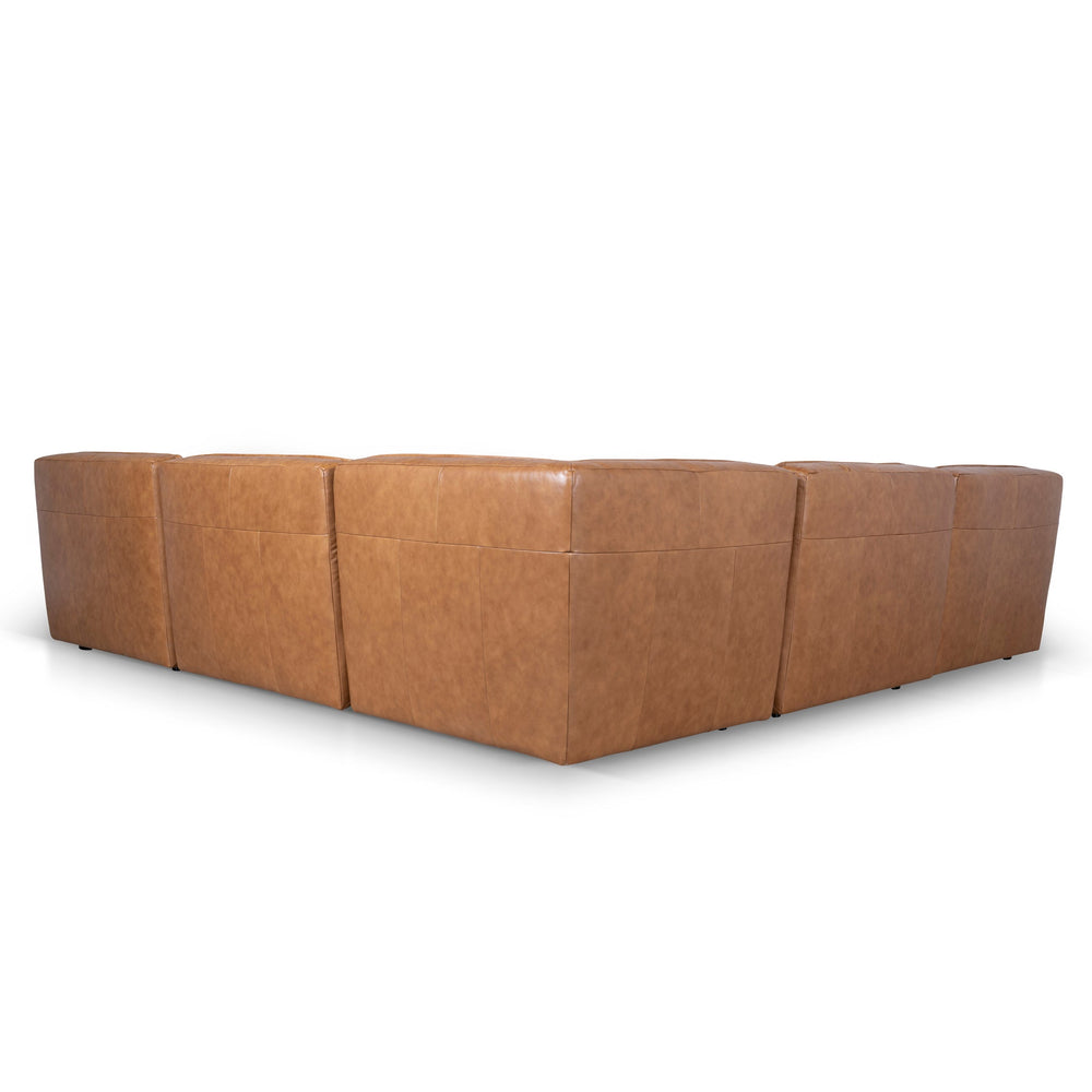 Modular Leather Corner Sofa | Amber Brown | Myka Home - View 5