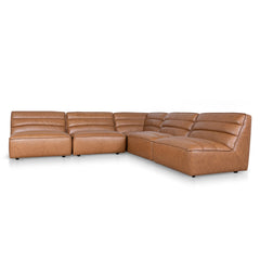Modular Leather Corner Sofa | Amber Brown | Myka Home