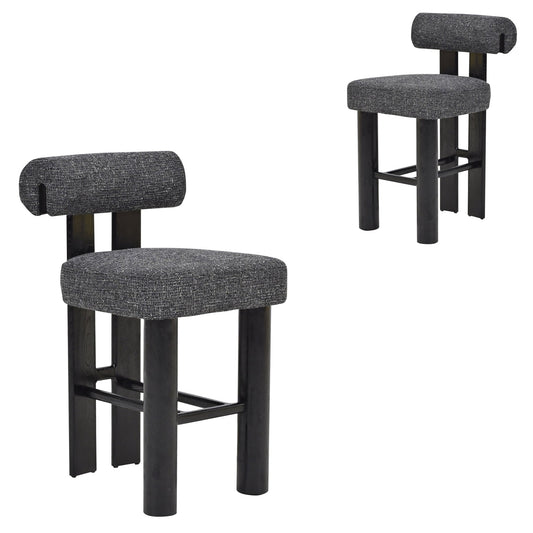 Black Barstool | Field Charcoal (Set of 2) | Myka Home