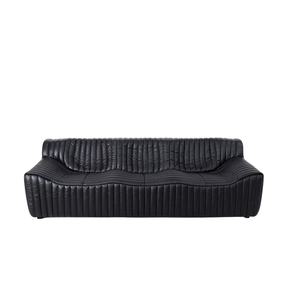 3 Seater Sofa | Black Leather | Myka Home - View 2