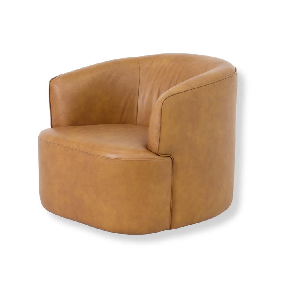 Swivel Armchair | Amber Tan Leather | Myka Home