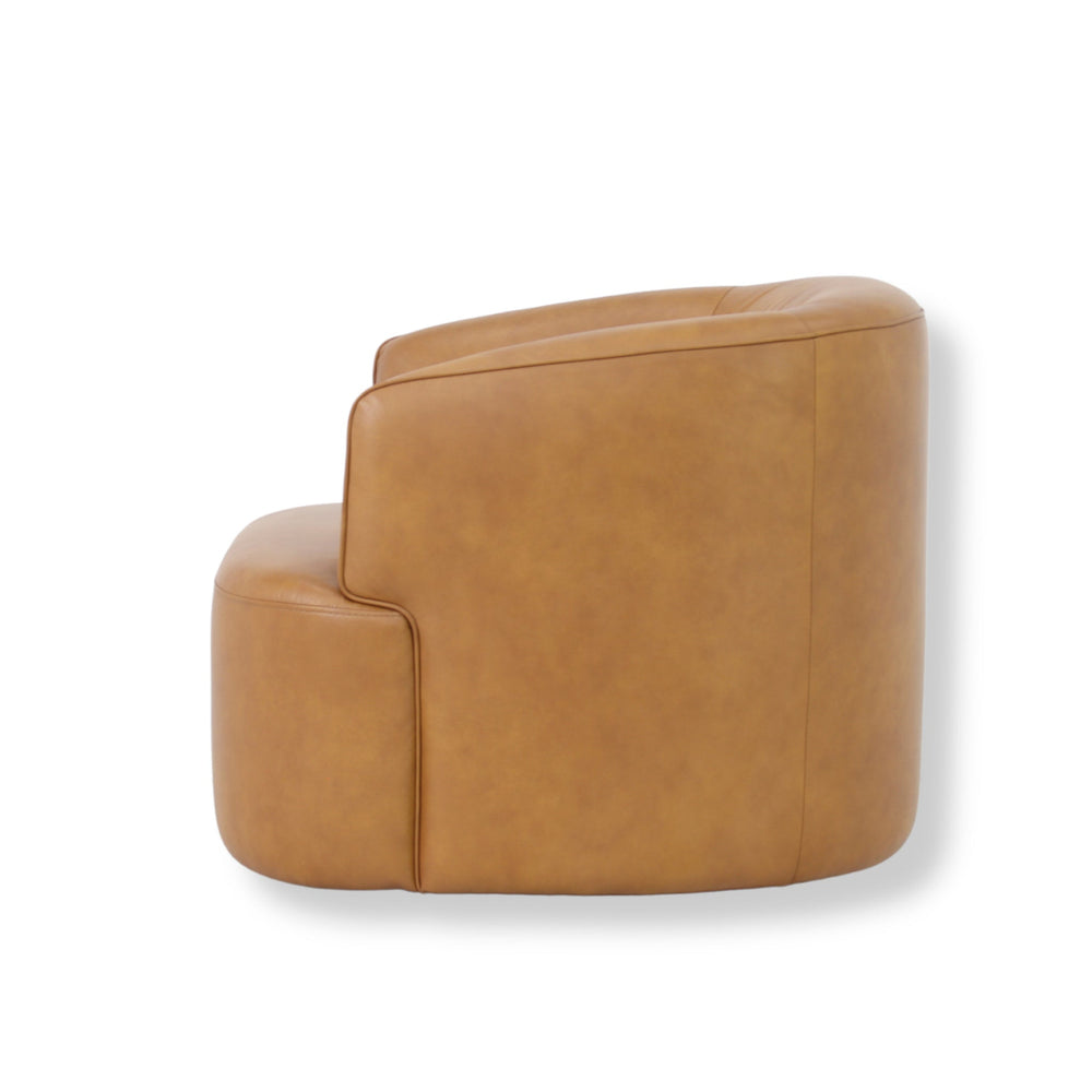 Swivel Armchair | Amber Tan Leather | Myka Home - View 3