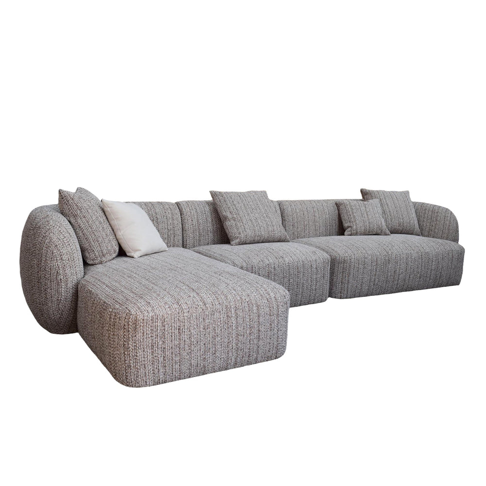 4 Seater Left Chaise Sofa | Plush Spec Brown | Myka Home - View 2