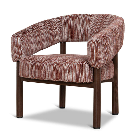 Walnut Armchair | Burgundy Stripe | Myka Home