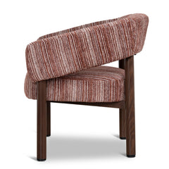 Walnut Armchair | Burgundy Stripe | Myka Home