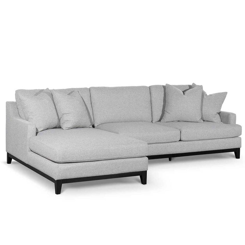 3 Seater Left Chaise Fabric Sofa - Grey