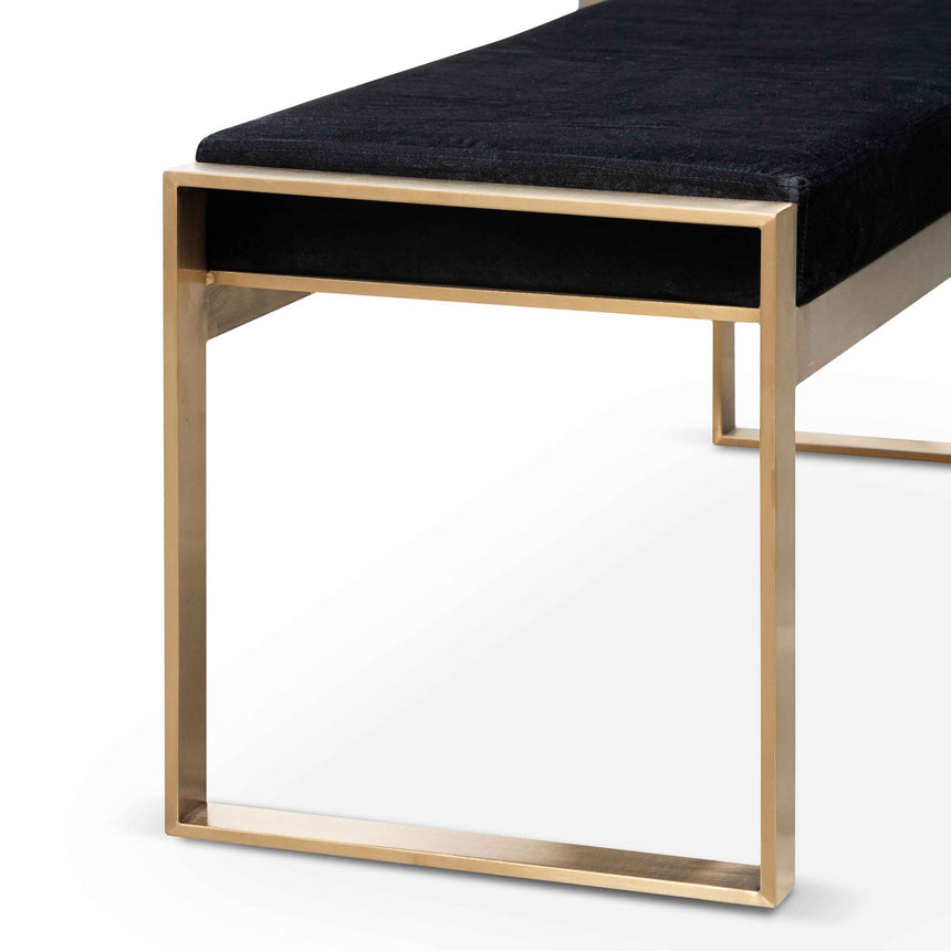 Black Velvet Ottoman - Gold Base - View 6