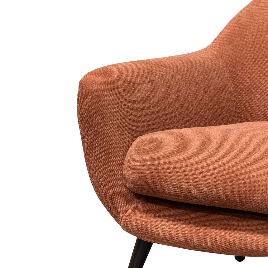 Fabric Armchair - Burnt Orange with Black Legs - View 4