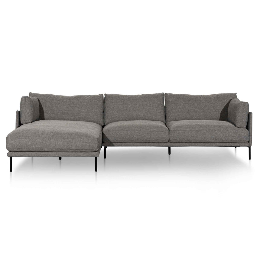 4 Seater Left Chaise Fabric Sofa - Graphite Grey - View 2