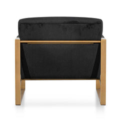 CLC6474-NI Black Velvet Armchair - Antique Golden Frame