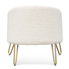 CLC6521-IG Armchair - Ivory White Synthetic Wool with Golden Legs