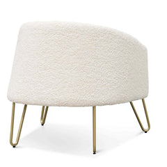 CLC6521-IG Armchair - Ivory White Synthetic Wool with Golden Legs