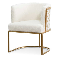 CLC6673-BS Daisy White Boucle Lounge Chair - Brushed Gold