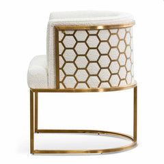 CLC6673-BS Daisy White Boucle Lounge Chair - Brushed Gold