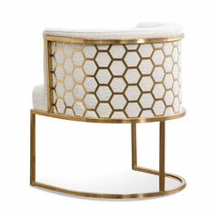 CLC6673-BS Daisy White Boucle Lounge Chair - Brushed Gold