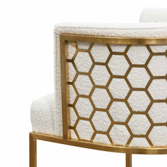 CLC6673-BS Daisy White Boucle Lounge Chair - Brushed Gold