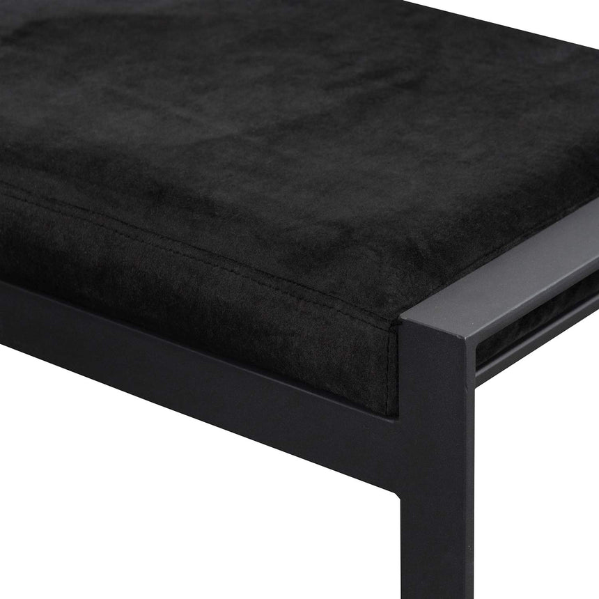 Black Velvet Ottoman - Black Base - View 4