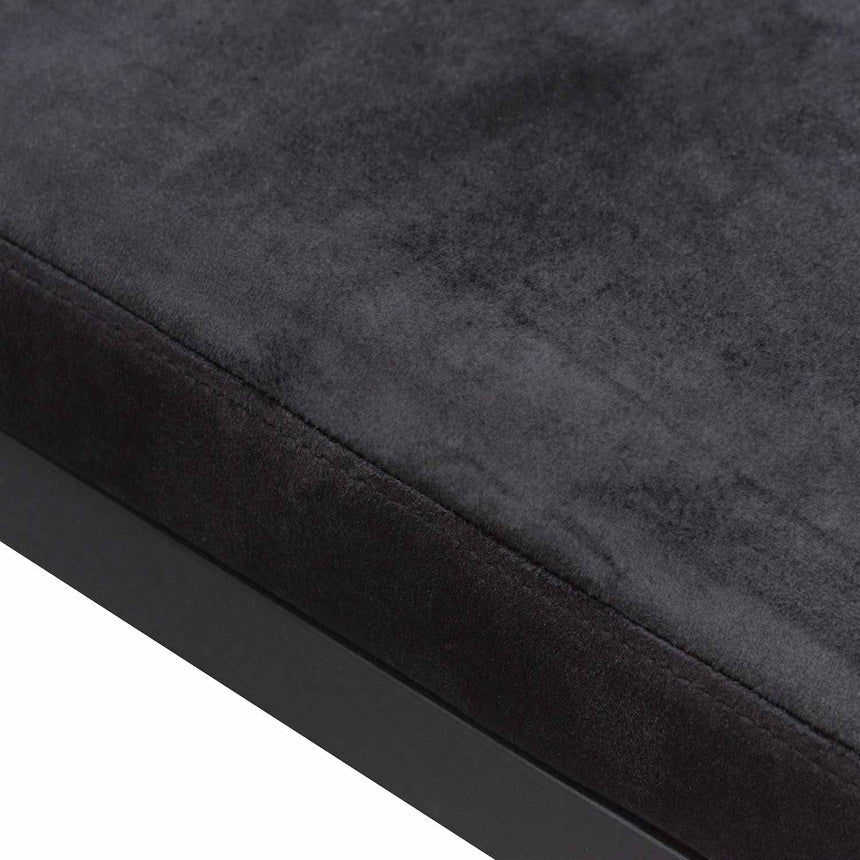 Black Velvet Ottoman - Black Base - View 5
