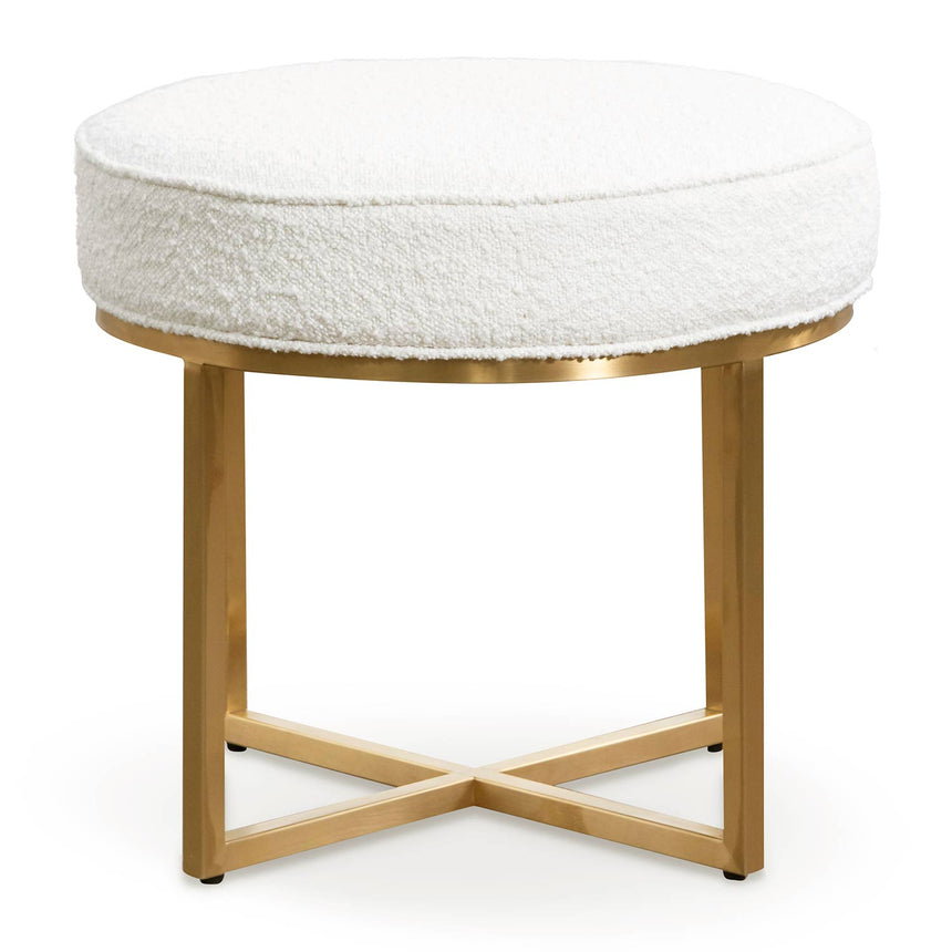 Daisy White Boucle Ottoman - Brushed Gold Base - View 3