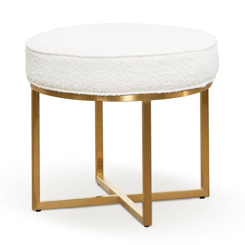 Daisy White Boucle Ottoman - Brushed Gold Base - View 2