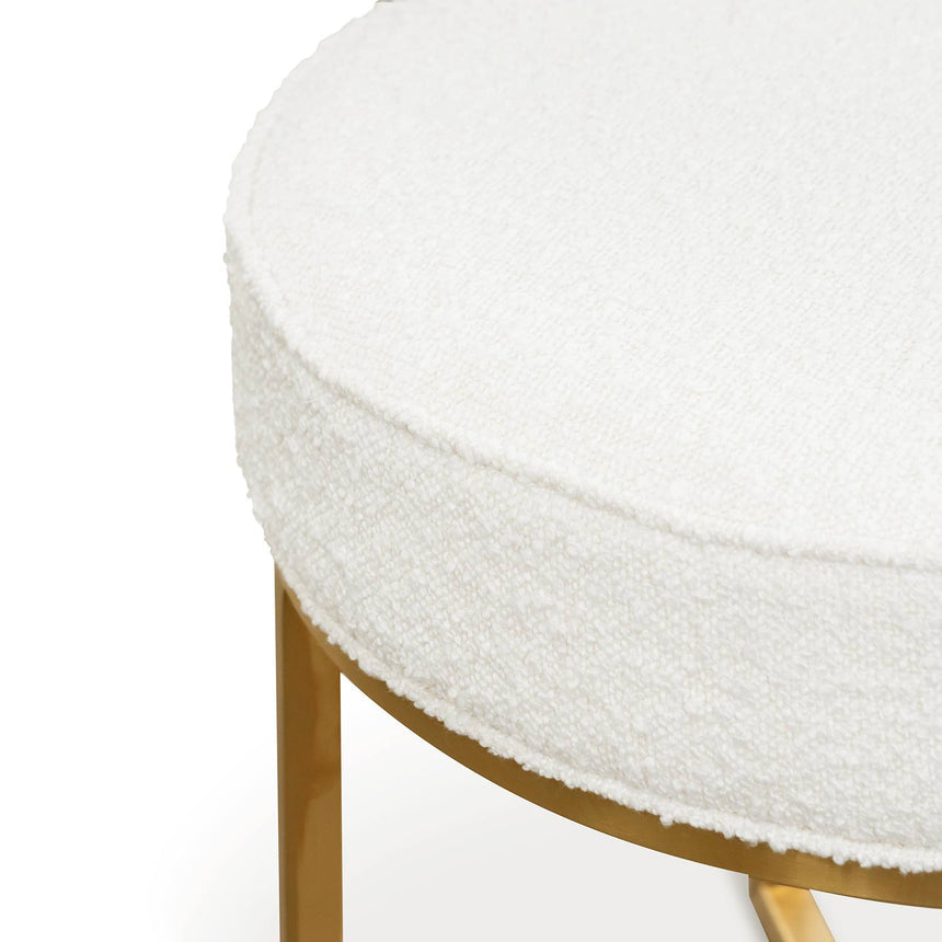 Daisy White Boucle Ottoman - Brushed Gold Base - View 5
