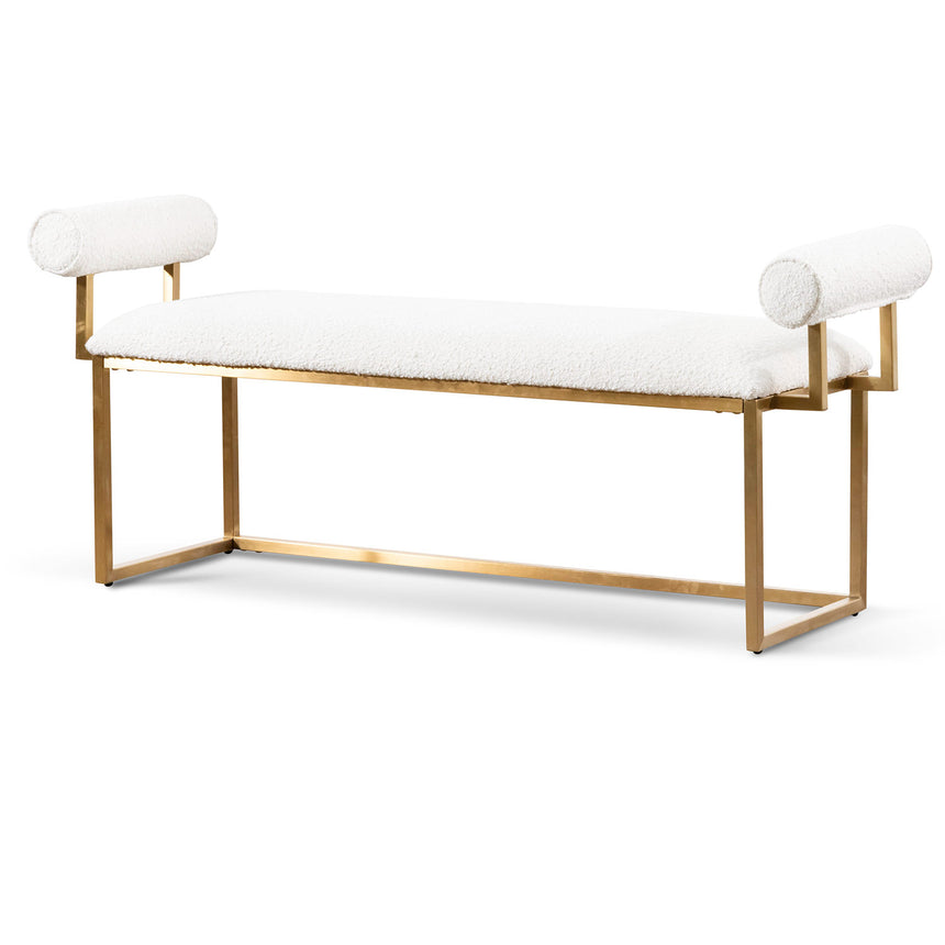 Daisy White Boucle Bench - Brushed Gold Base