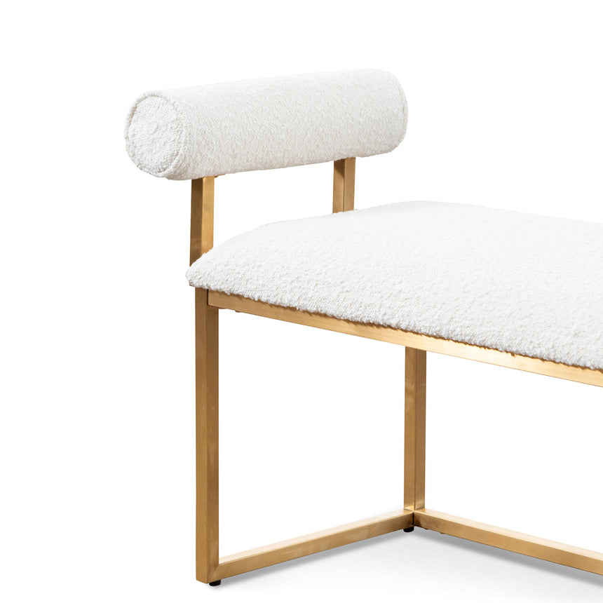 Daisy White Boucle Bench - Brushed Gold Base - View 7