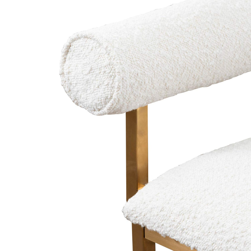 Daisy White Boucle Bench - Brushed Gold Base - View 8