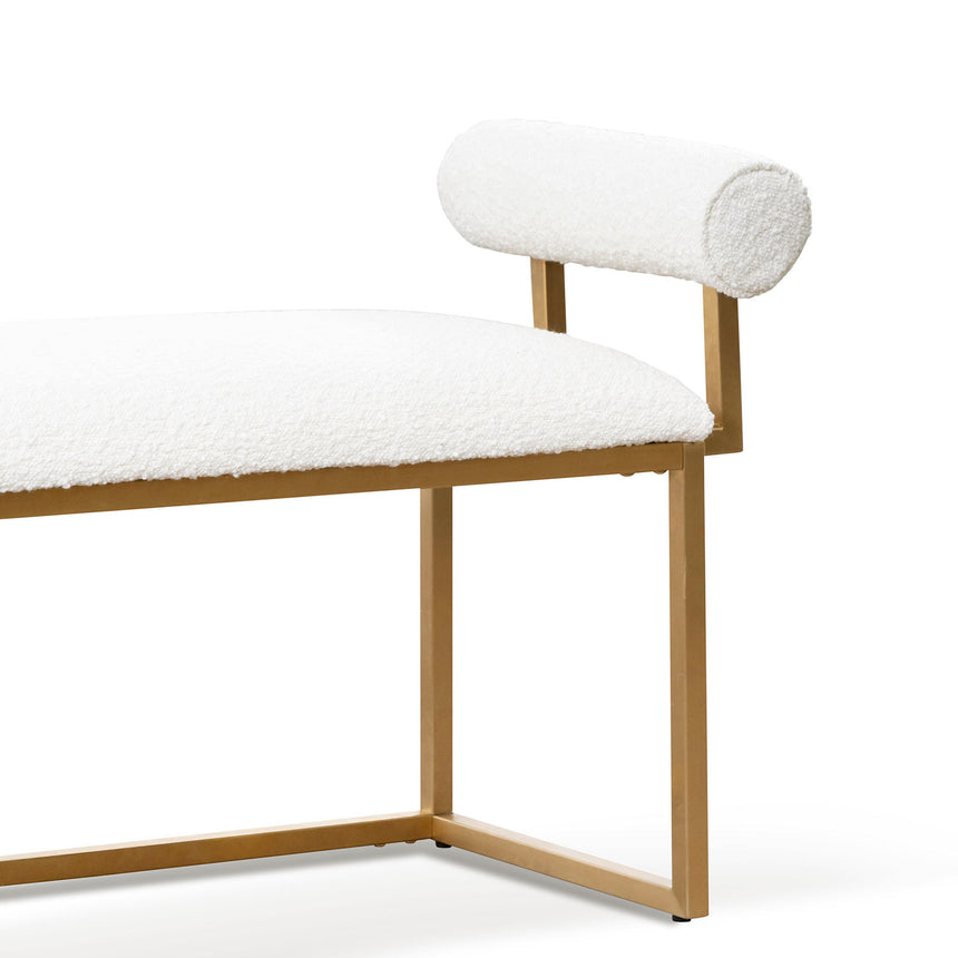 Daisy White Boucle Bench - Brushed Gold Base - View 5