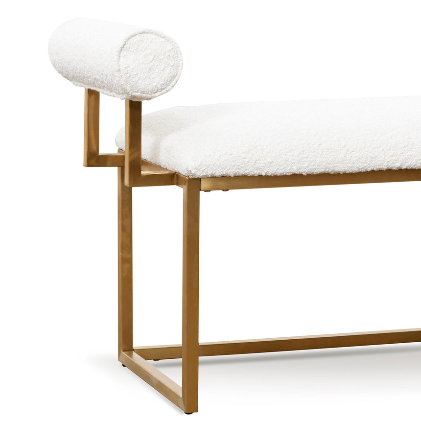 Daisy White Boucle Bench - Brushed Gold Base - View 6