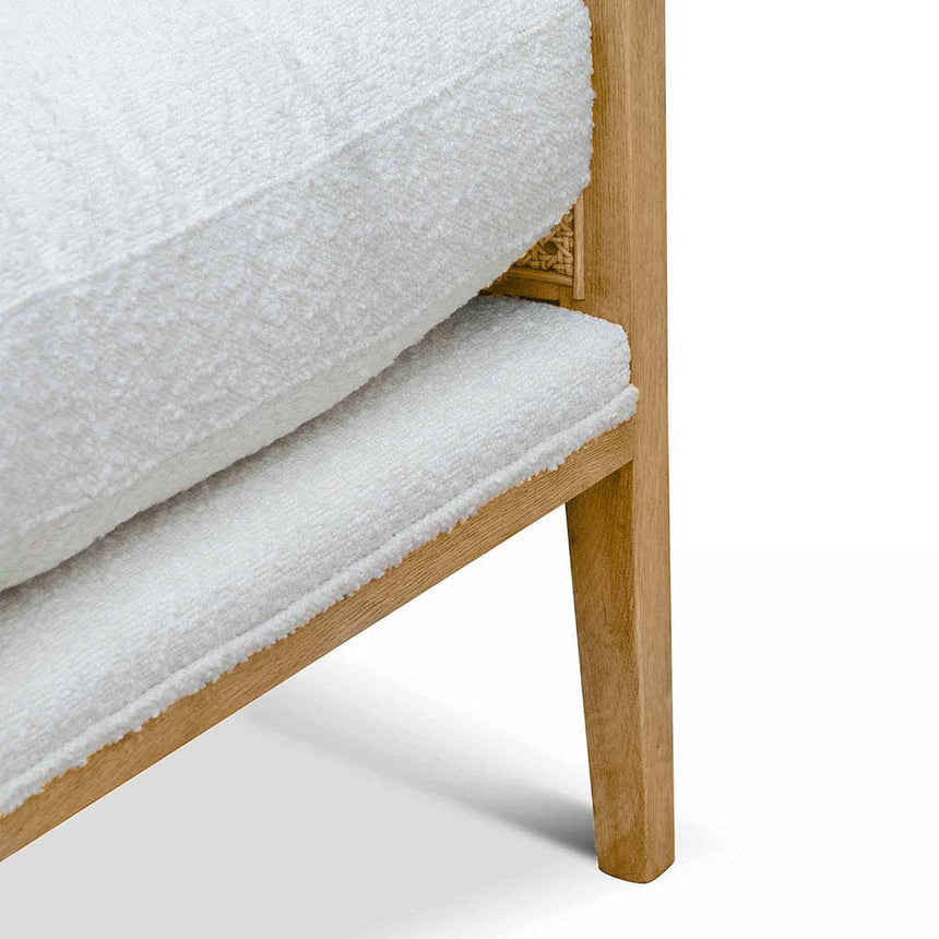 Rattan Arm Chair - Ivory White Boucle - View 11