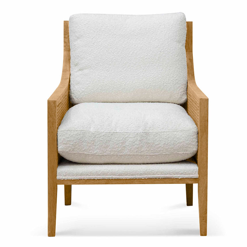 Rattan Arm Chair - Ivory White Boucle - View 2