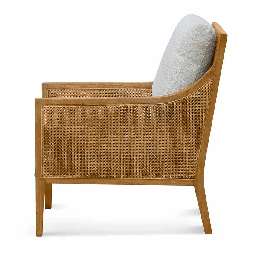 Rattan Arm Chair - Ivory White Boucle - View 4
