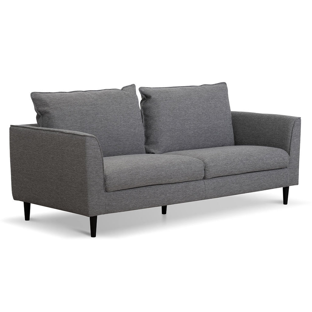 3 Seater Fabric Sofa - Graphite Grey with Black Leg - View 3