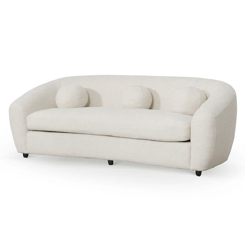 3 Seater Sofa - Ivory White Boucle - View 3