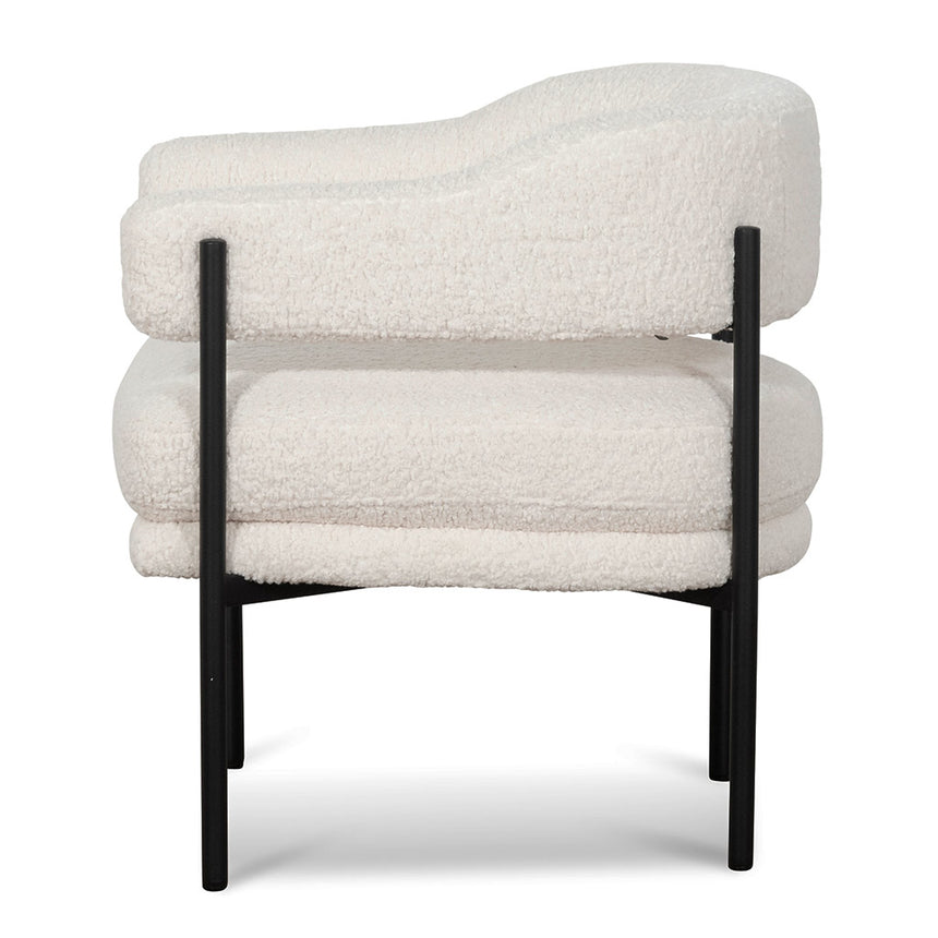 Ivory White Sherpa Armchair - Black Legs - View 3