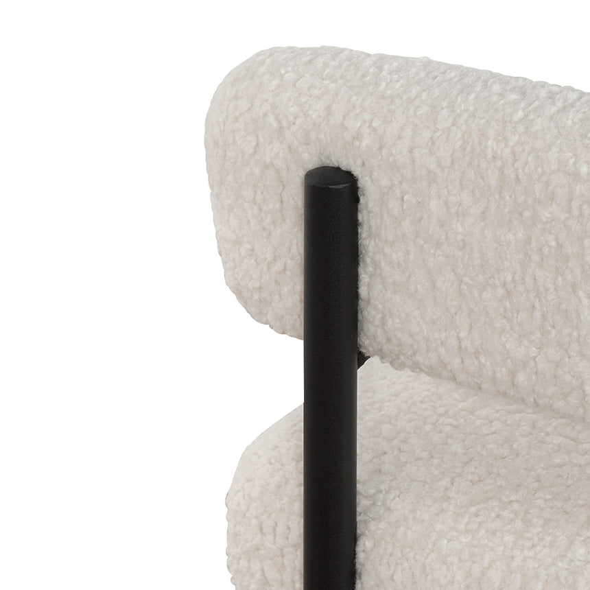 Ivory White Sherpa Armchair - Black Legs - View 12