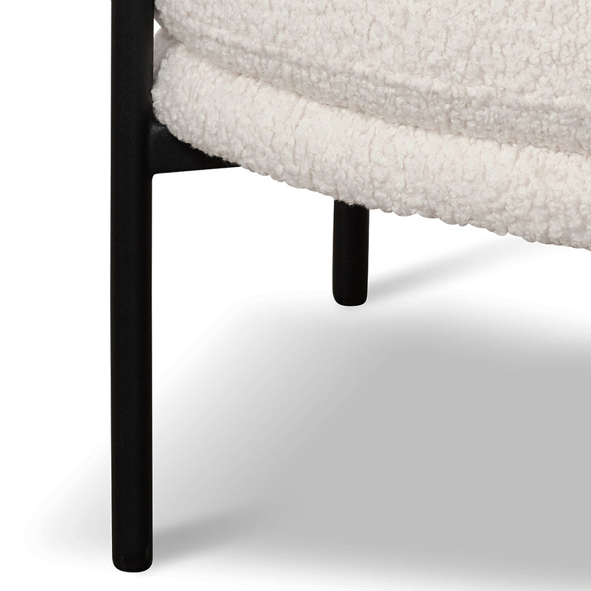 Ivory White Sherpa Armchair - Black Legs - View 14