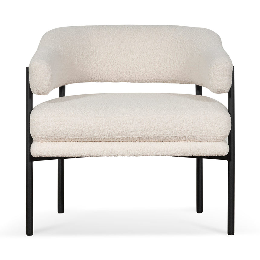 Ivory White Sherpa Armchair - Black Legs - View 2