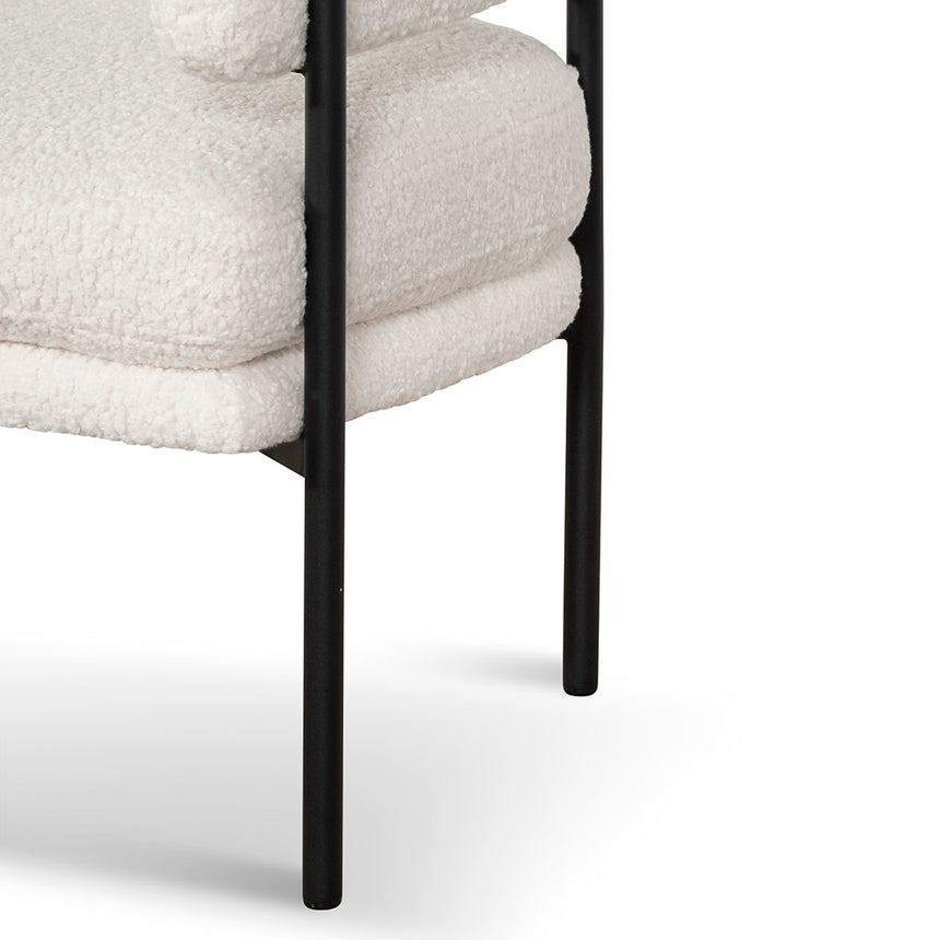 Ivory White Sherpa Armchair - Black Legs - View 13