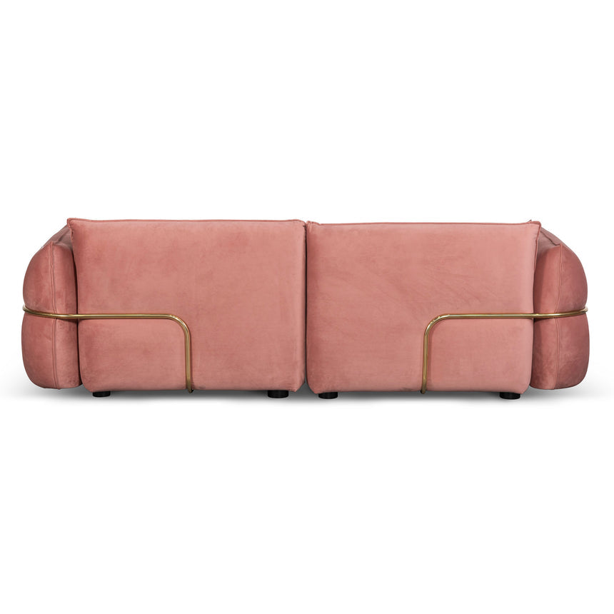 3 Seater Sofa - Blush Pink Velvet With Brass Frame - View 8
