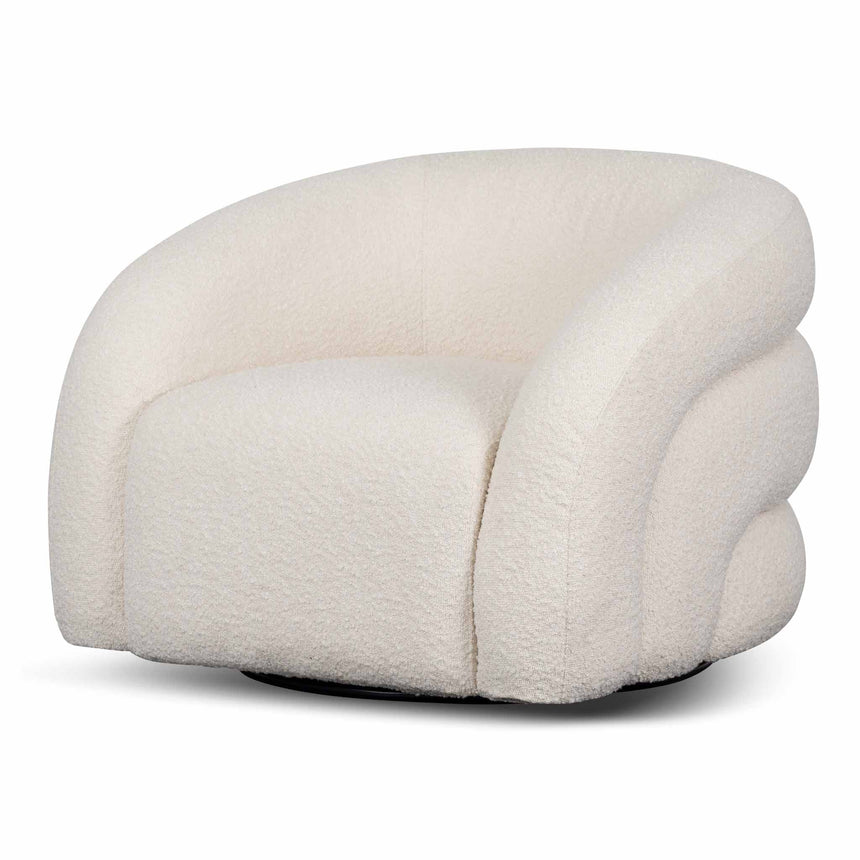 Swivel Armchair - Ivory White Boucle