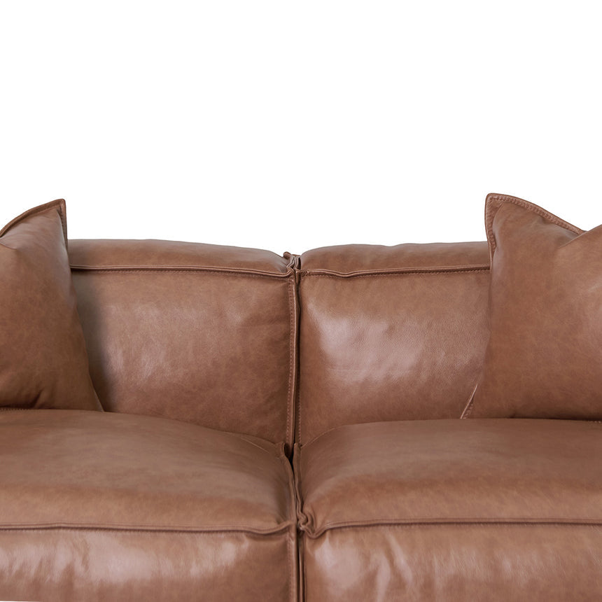4 Seater Sofa with Cushion and Pillow - Caramel Brown - View 6