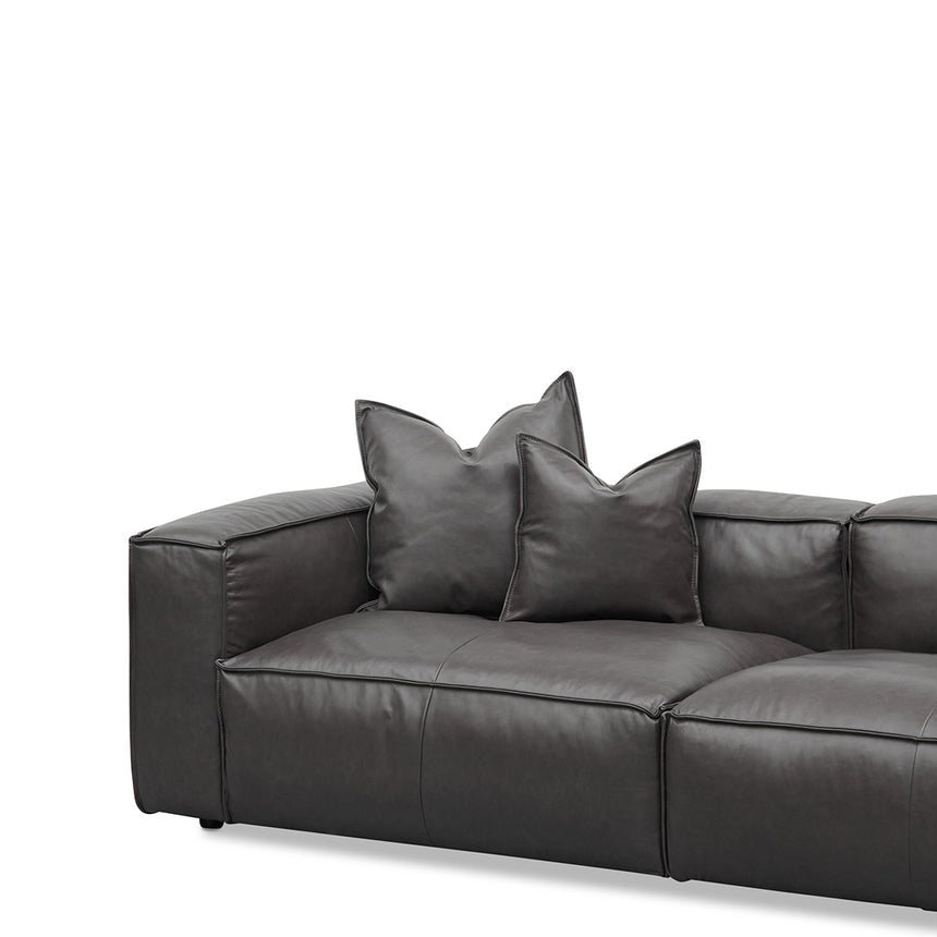 4 Seater Sofa with Cushion and Pillow - Shadow Grey Leather - View 3