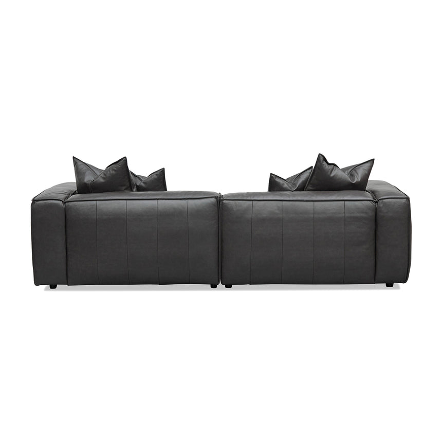4 Seater Sofa with Cushion and Pillow - Shadow Grey Leather - View 7